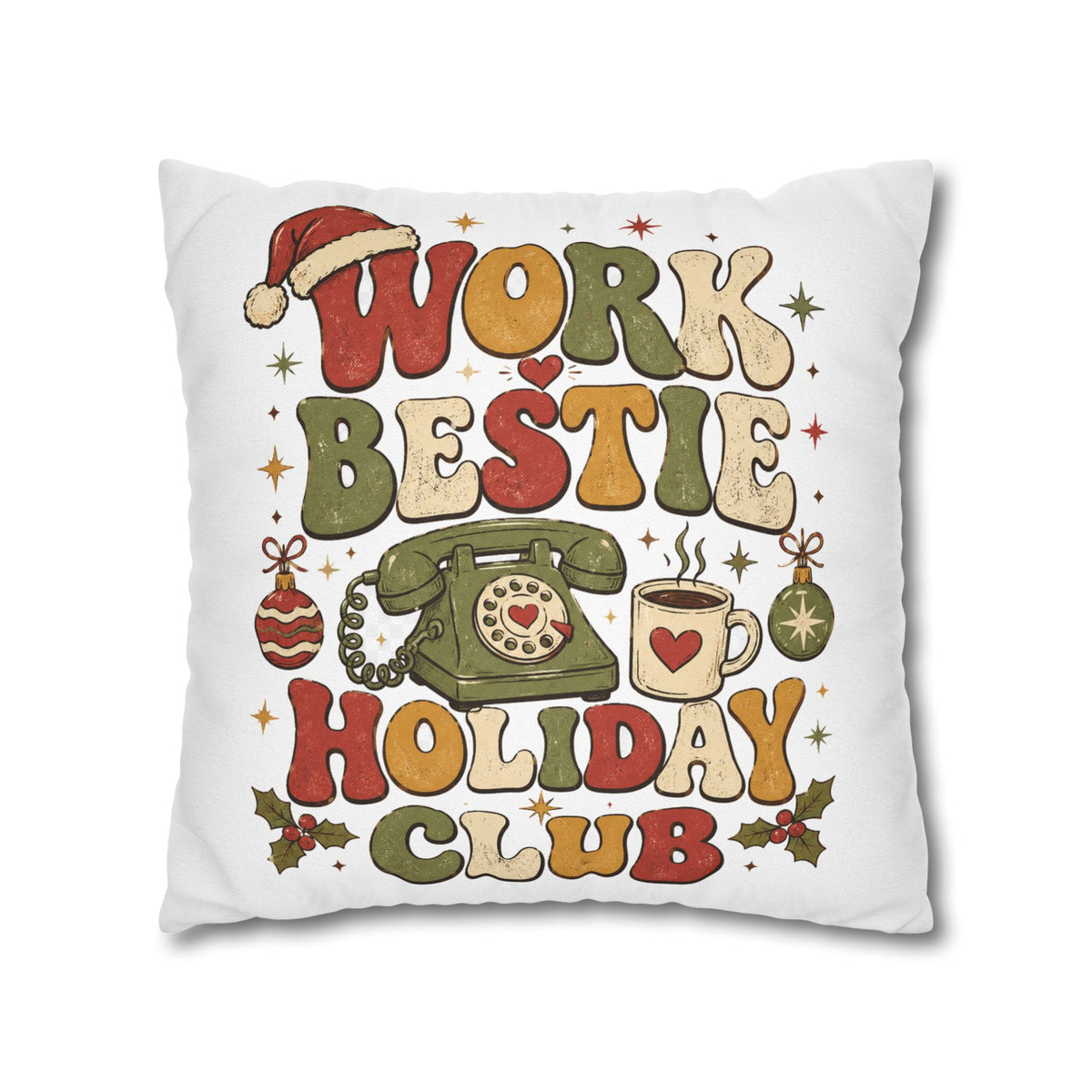 Holiday Work Bestie Pillowcase Modern Day Christmas  — Festive Office Friend Decorative Pillow Cover