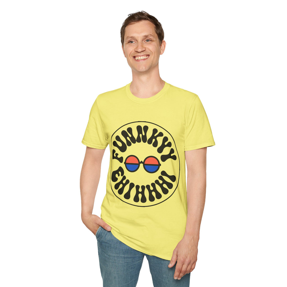 Funky Circle Graphic T-Shirt — Retro Smiley Sunglasses Tee - Trending Now - August 2026
