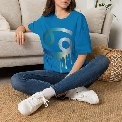 Cancer Zodiac T‑Shirt — Dripping Gradient Astrology Tee (Cancer Symbol)