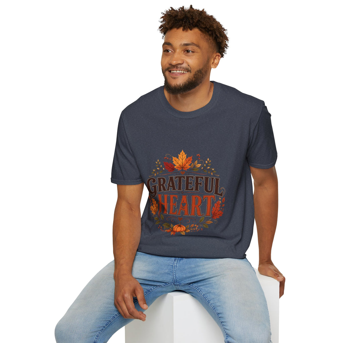 Thanksgiving T-Shirt Grateful Heart T-Shirt — Autumn Leaves Thanksgiving Tee