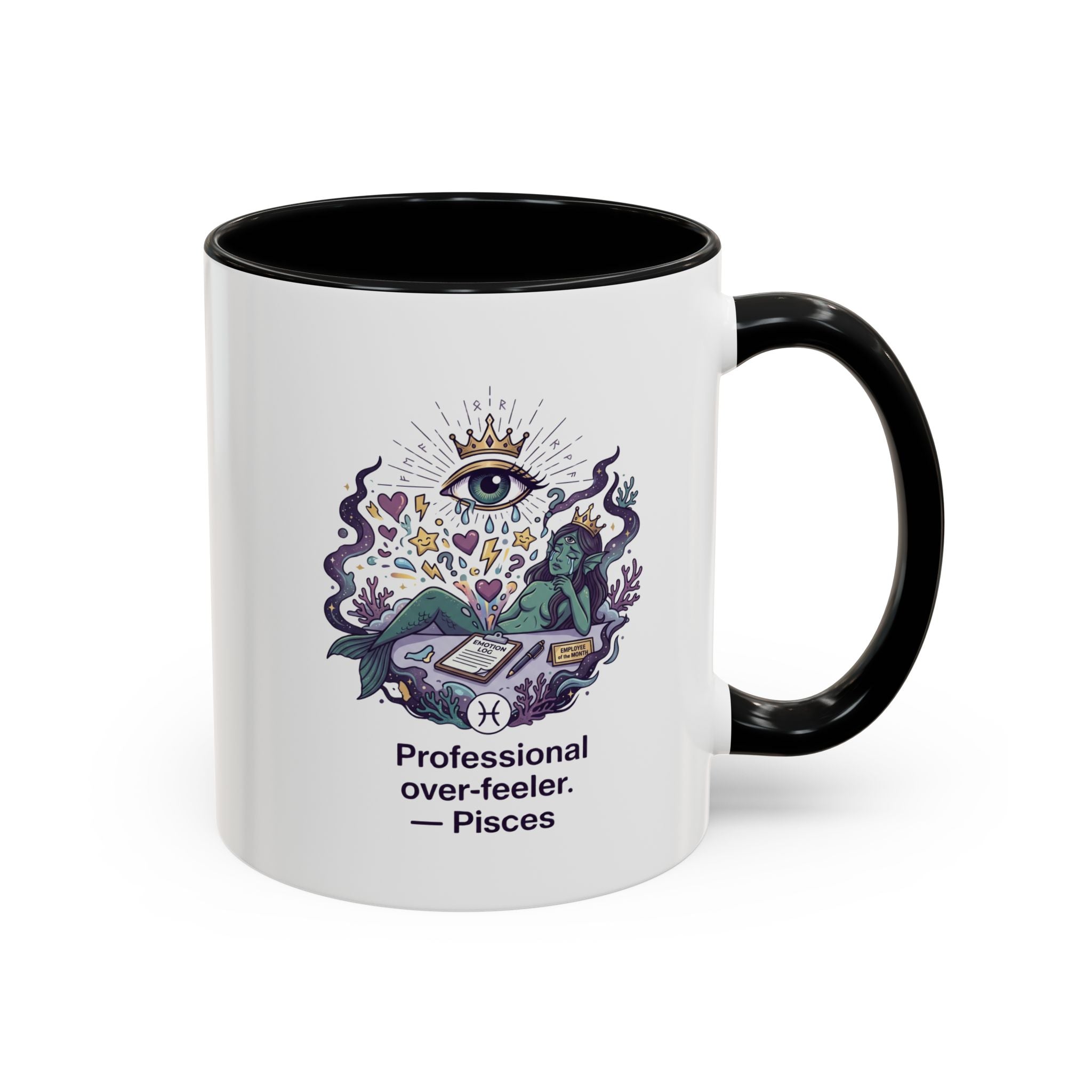Pisces Coffee Mug — "Professional Over-feeler" Zodiac Accent Mug (11/15oz)
