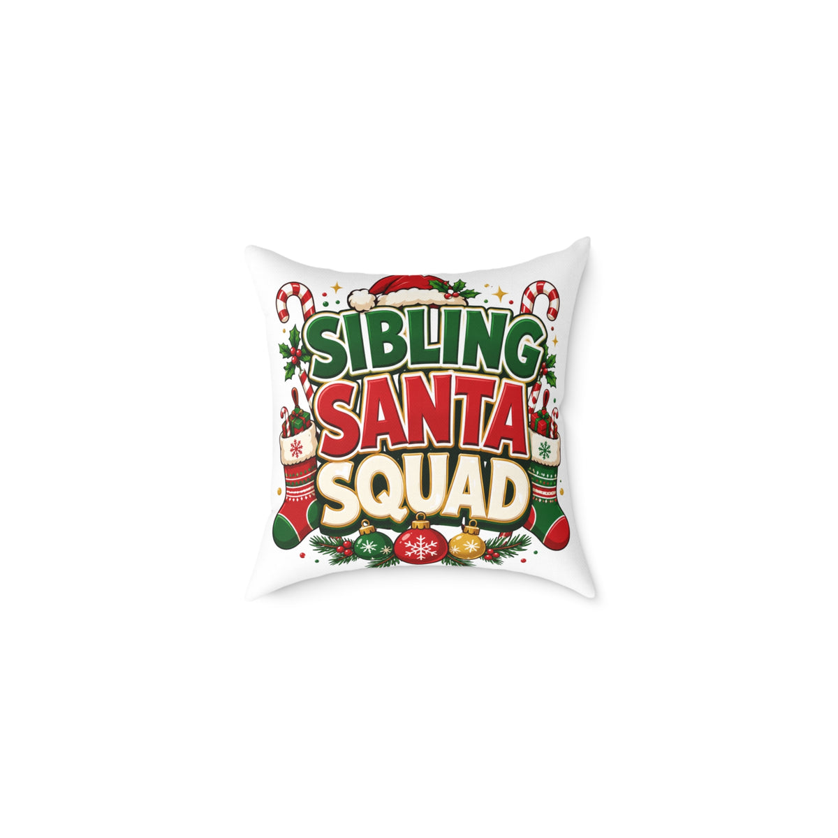 Christmas Sibling Santa Squad Pillow — Christmas Holiday Throw Pillow