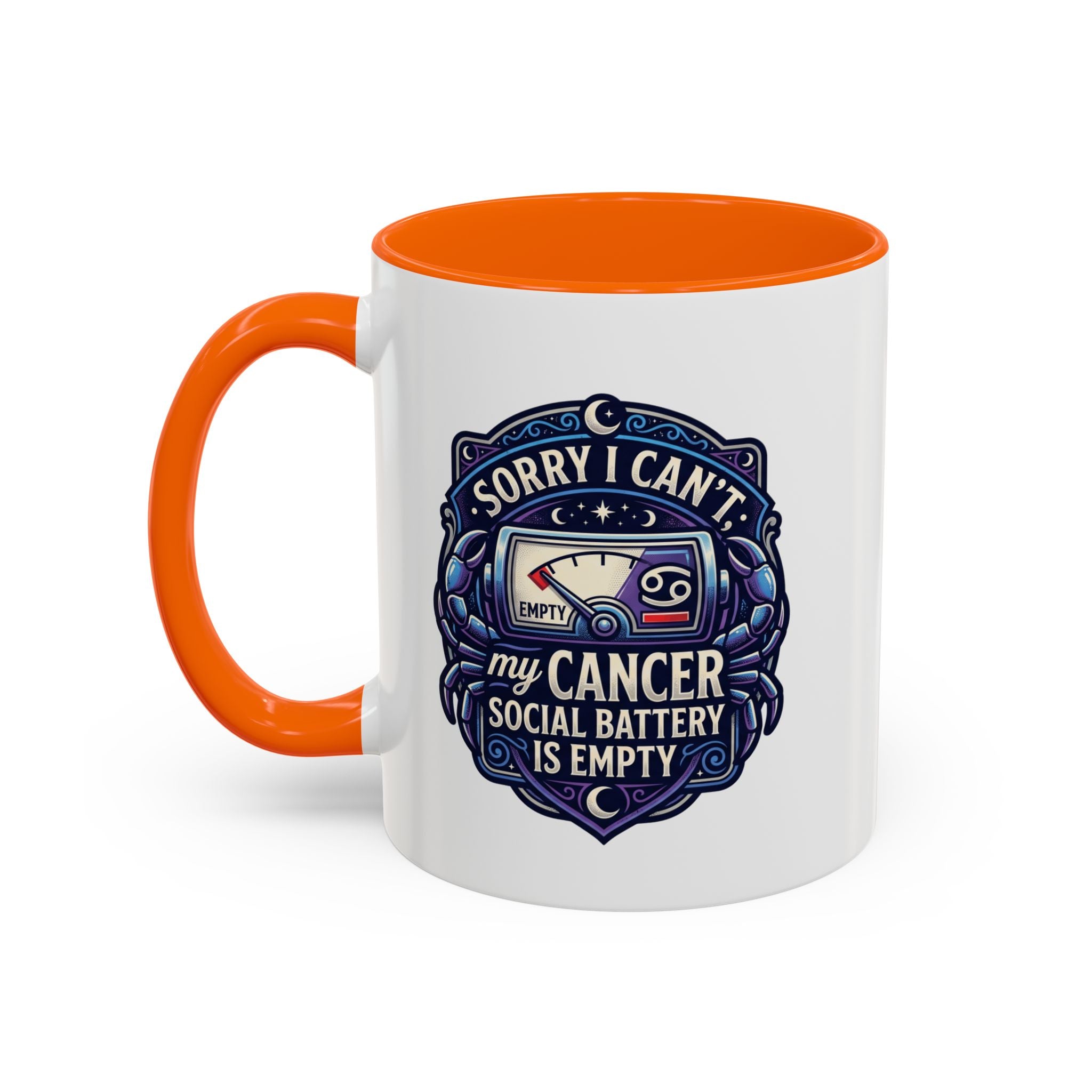 Accent Coffee Mug — “Sorry I Can’t My Cancer Social Battery Is Empty” Support Awareness Mug