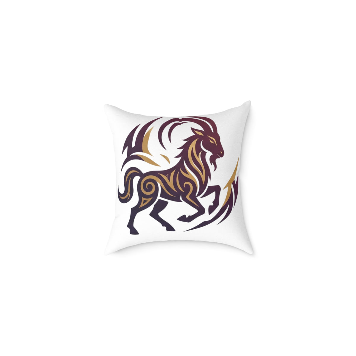 Capricorn Zodiac Tribal Lion Square Throw Pillow — Bold Abstract Mane Accent Cushion