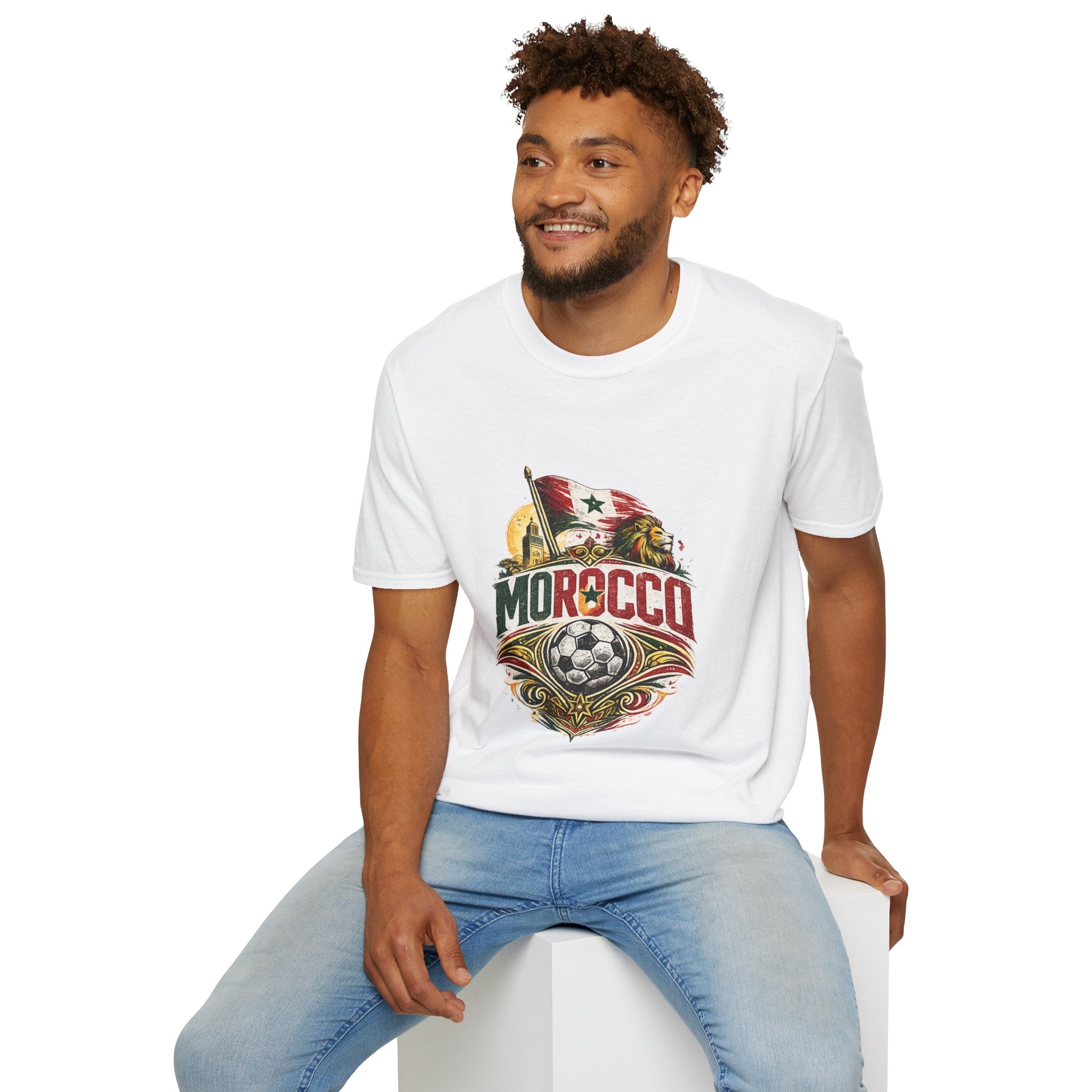 Morocco Soccer T-Shirt — Vintage Flag & Lion Football Tee