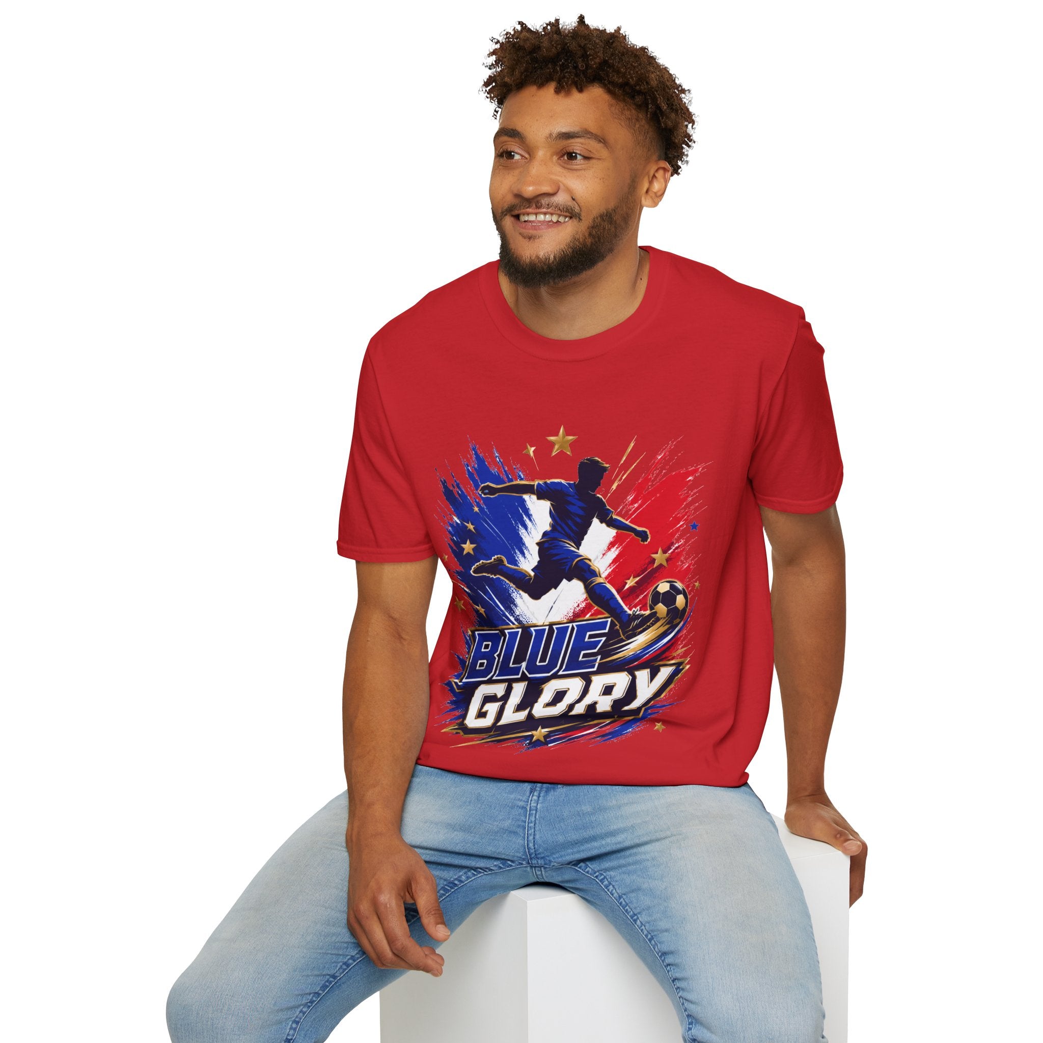 France Soccer T-Shirt — "Blue Glory" Red, White & Blue Player Graphic