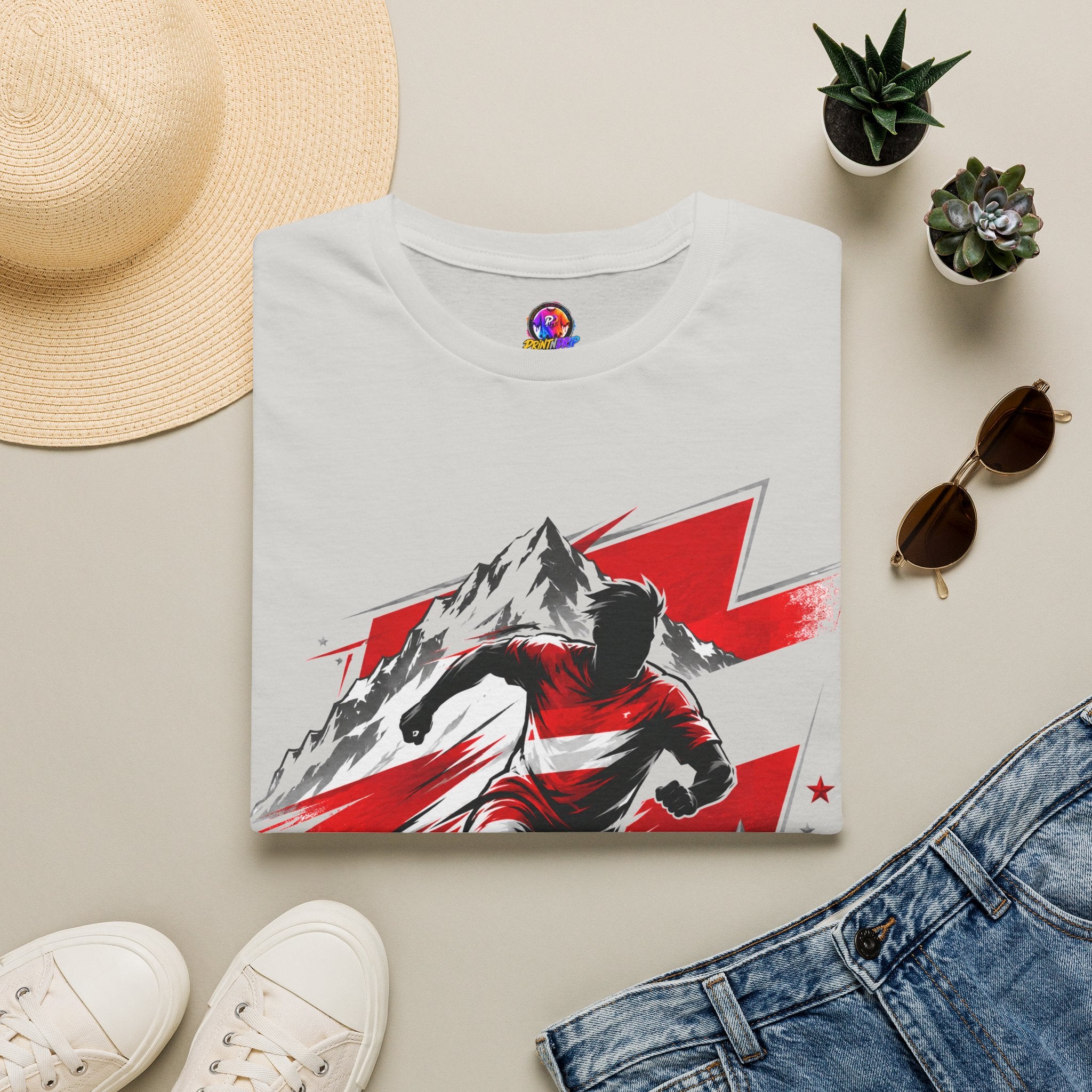 Austria  Alpine Charge Soccer T-Shirt — Mountain Football Graphic Tee -