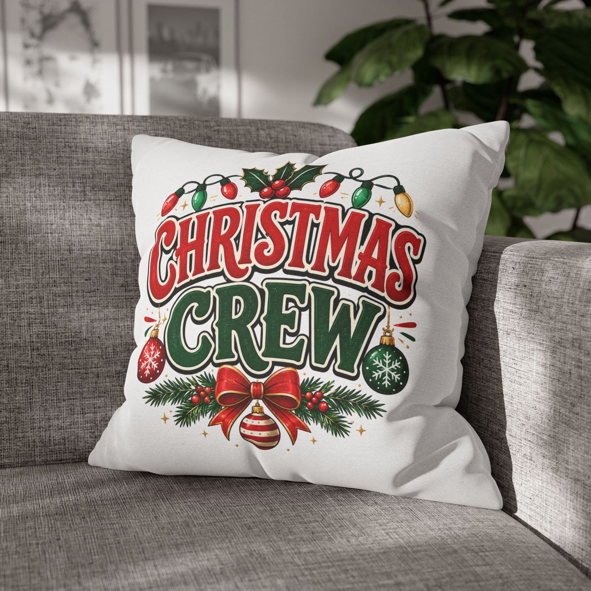 Christmas Crew Holiday Throw Pillowcase — Festive Decorative Cushion Cover