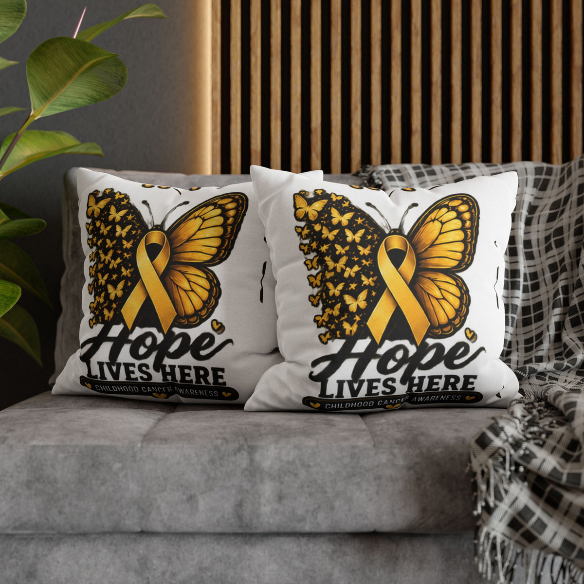 Hope Lives Here Childhood Cancer Awareness Pillowcase
