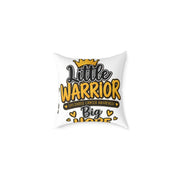 Little Warrior Childhood Cancer Awareness Pillow — Square Poly Canvas Throw Pillow