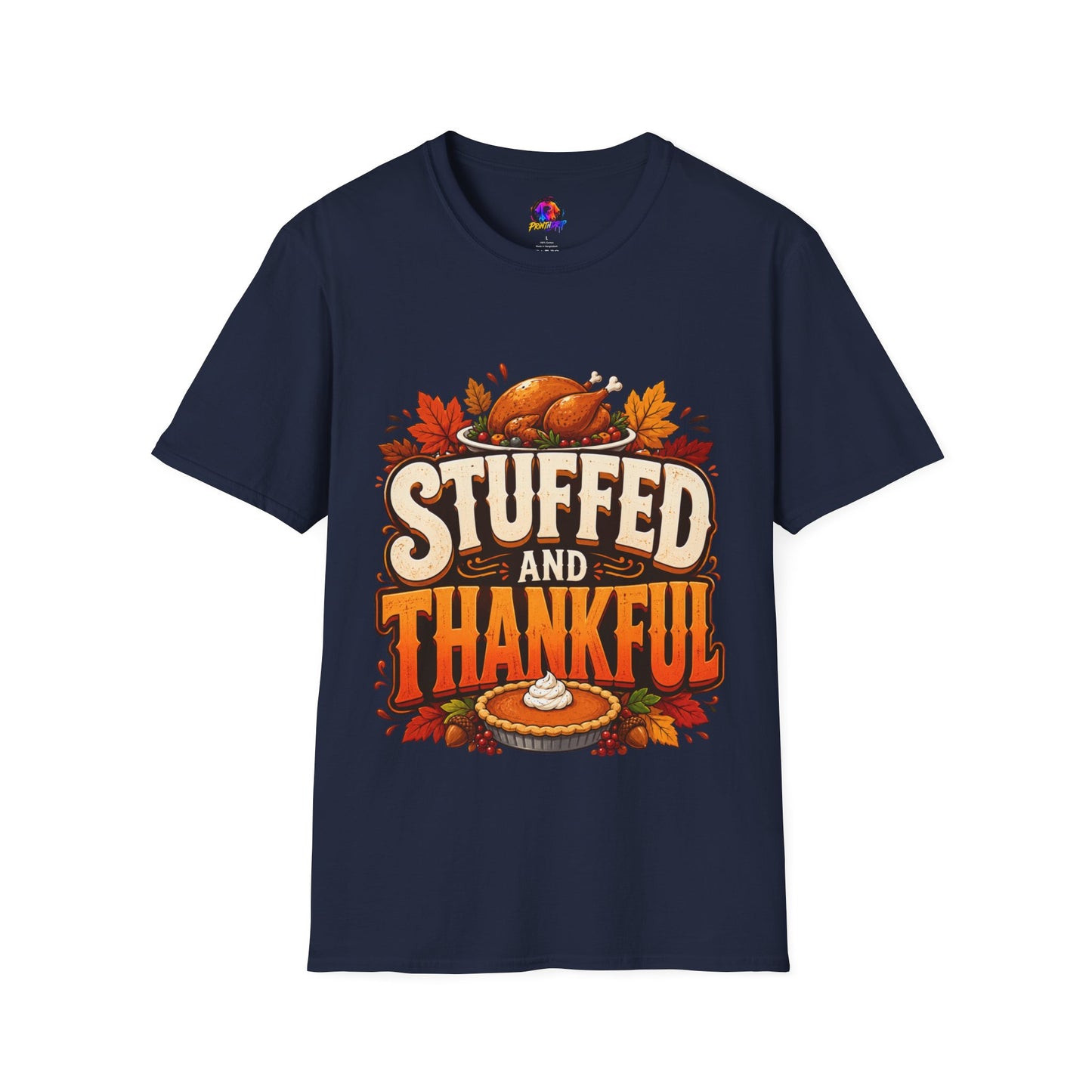 Thanksgiving T-Shirt — "Stuffed and Thankful" Turkey Design