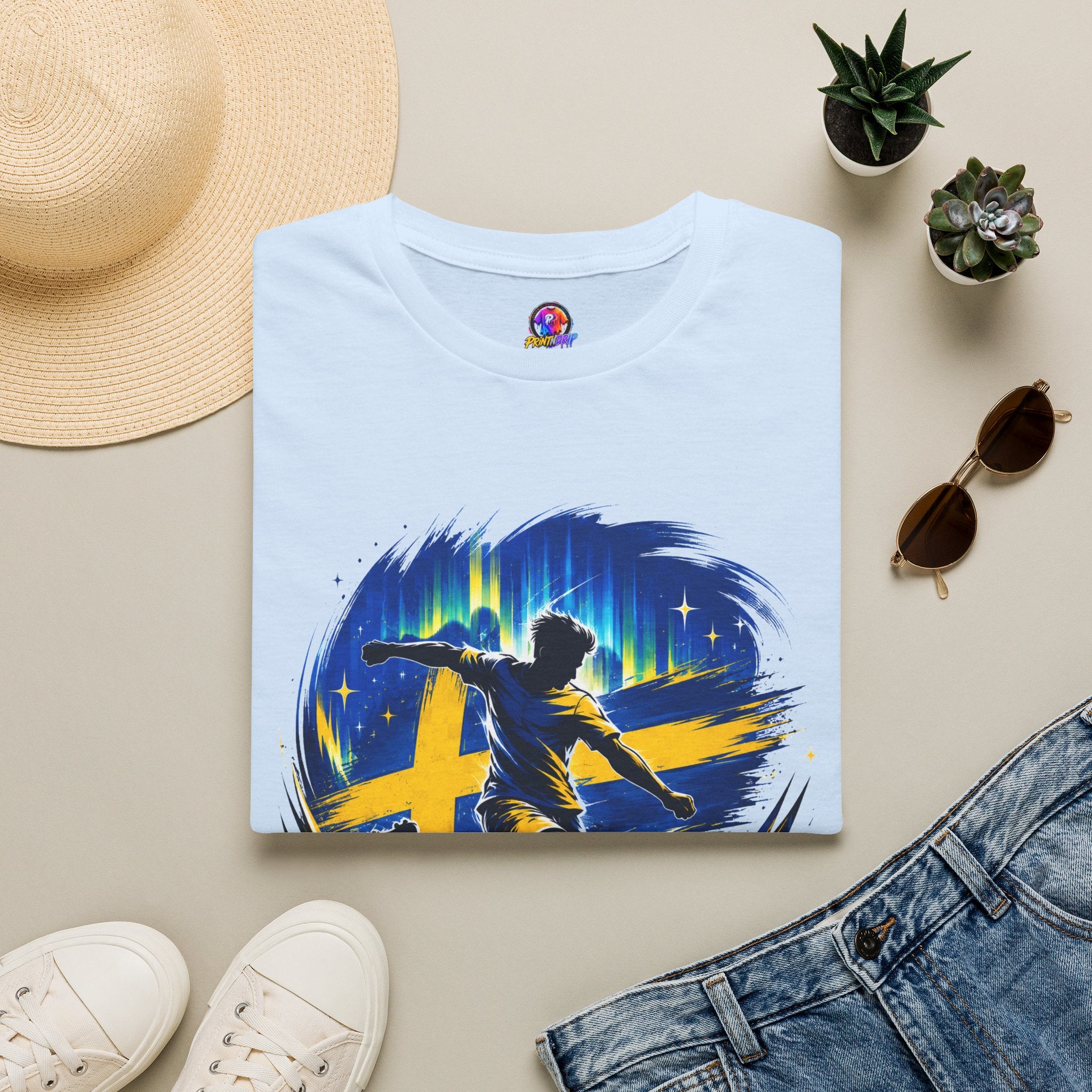 Sweden Nordic Thunder Soccer T-Shirt — Sweden Football Fan Tee