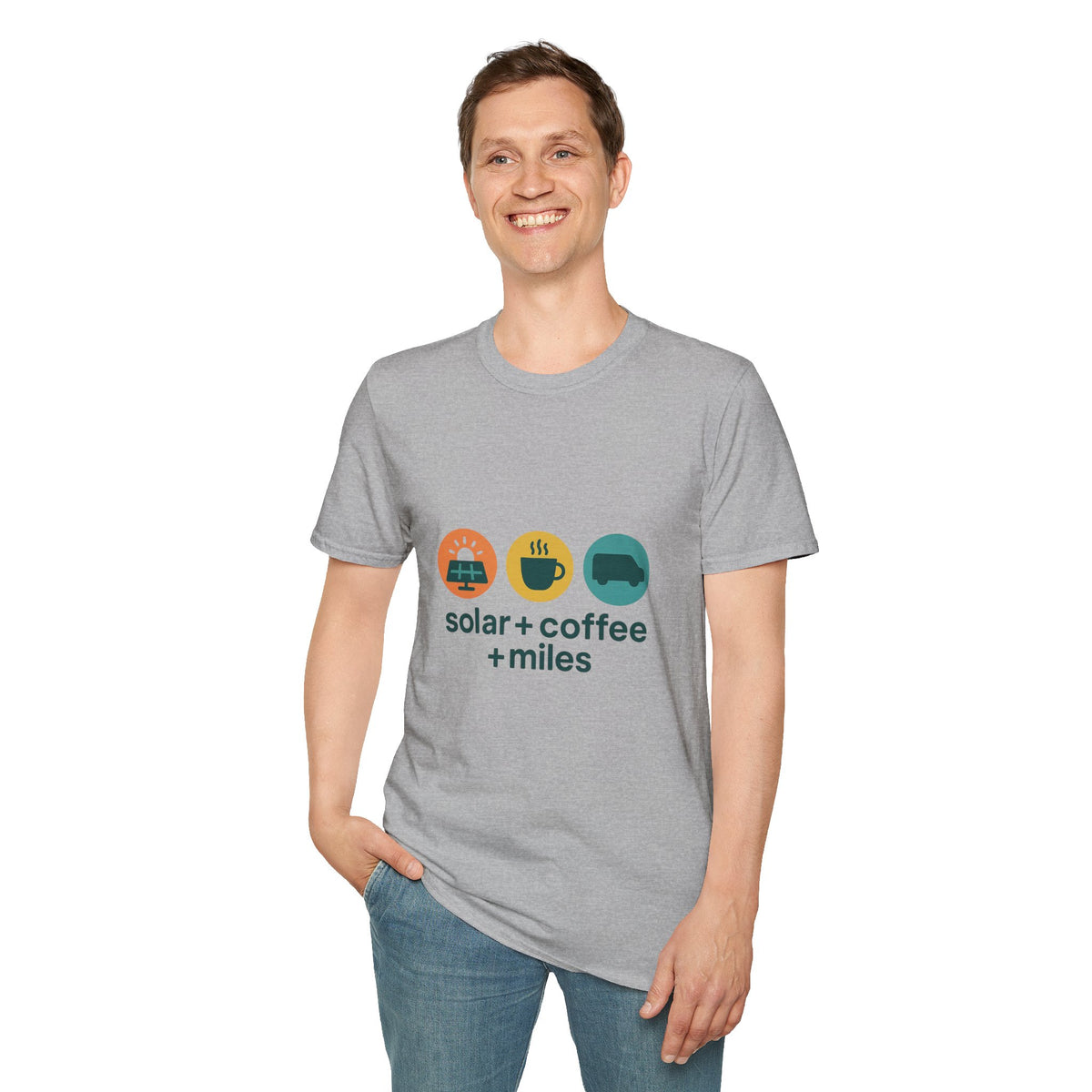 Minimalist Coffee & Camper Icons T-Shirt — Cozy Road Trip Vibes - Trending Now - August 2026
