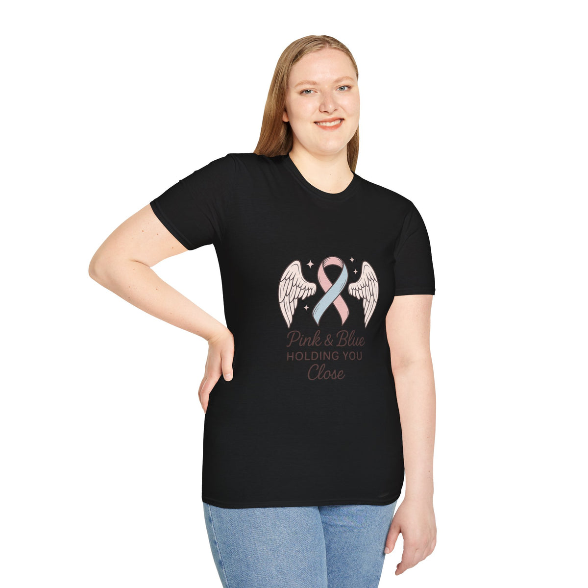 Pink & Blue Ribbon Angel Wings T-Shirt — Infant Loss Awareness Tee - Trending Now - October 2026