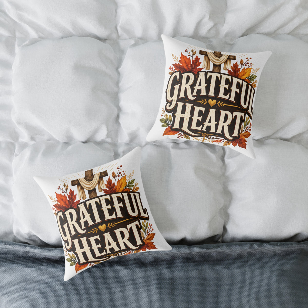Thanksgiving Grateful Heart Fall Throw Pillow — Autumn Decorative Accent for Thanksgiving