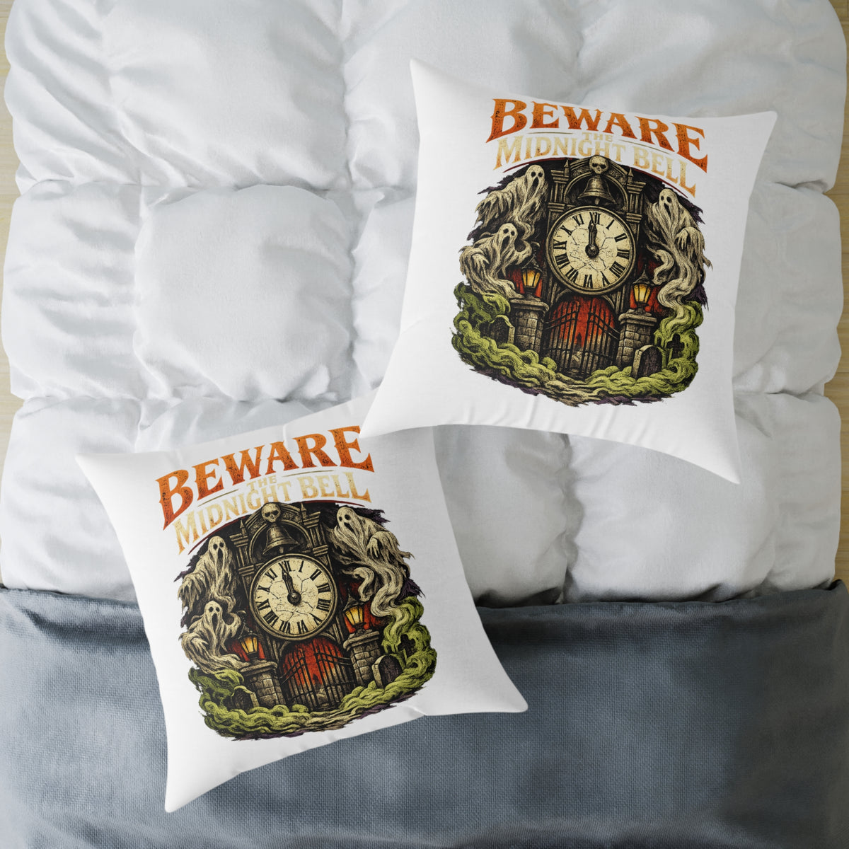 Halloween Beware Of Midnight Square Poly Canvas Pillow