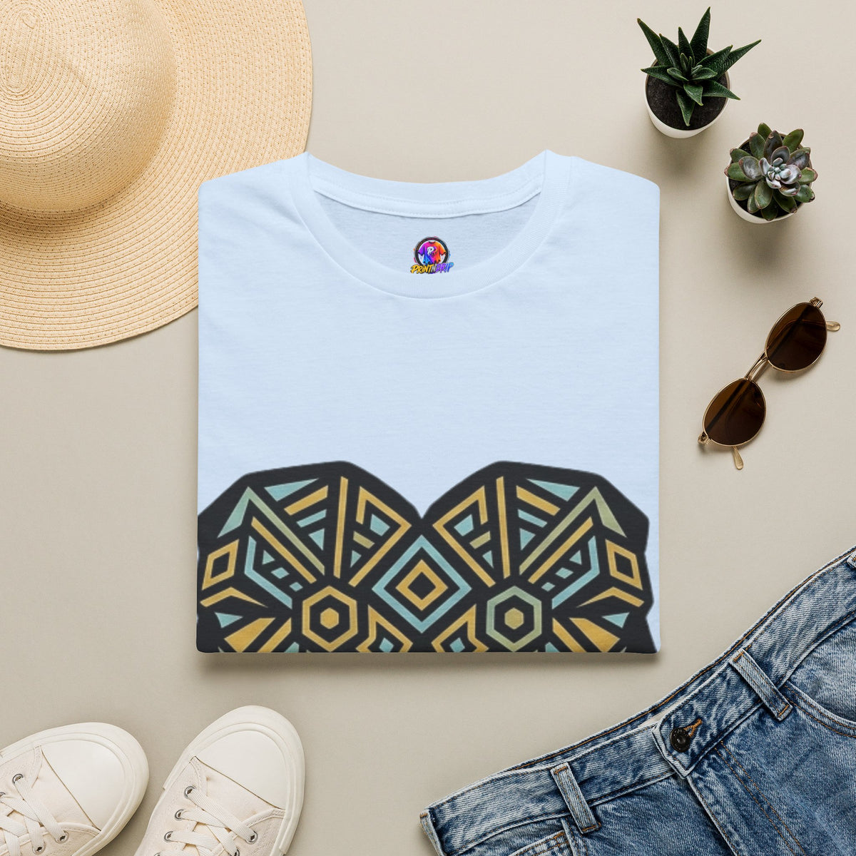 Geometric Elephant Tee — Tribal Mosaic Elephant Graphic T-Shirt