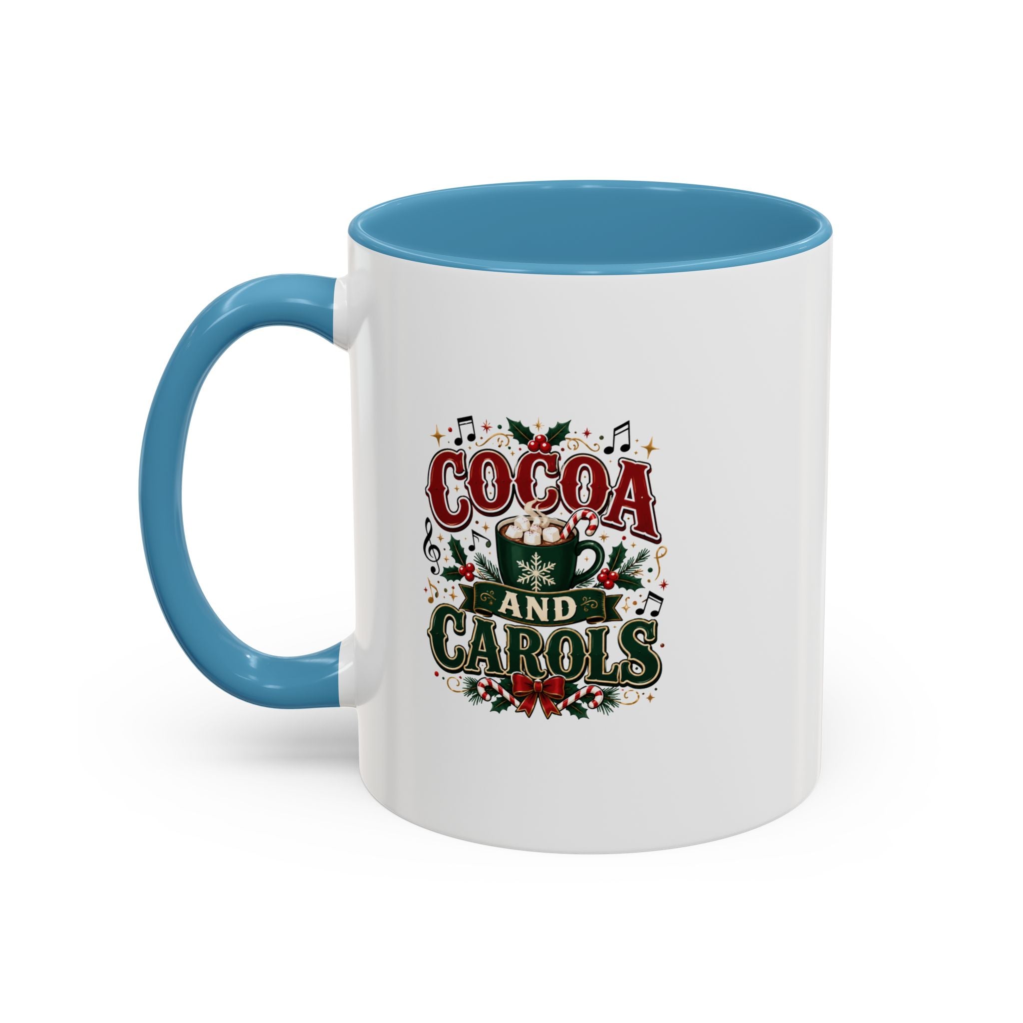 Cocoa and Carols Accent Coffee Mug — Holiday Christmas Cocoa Mug
