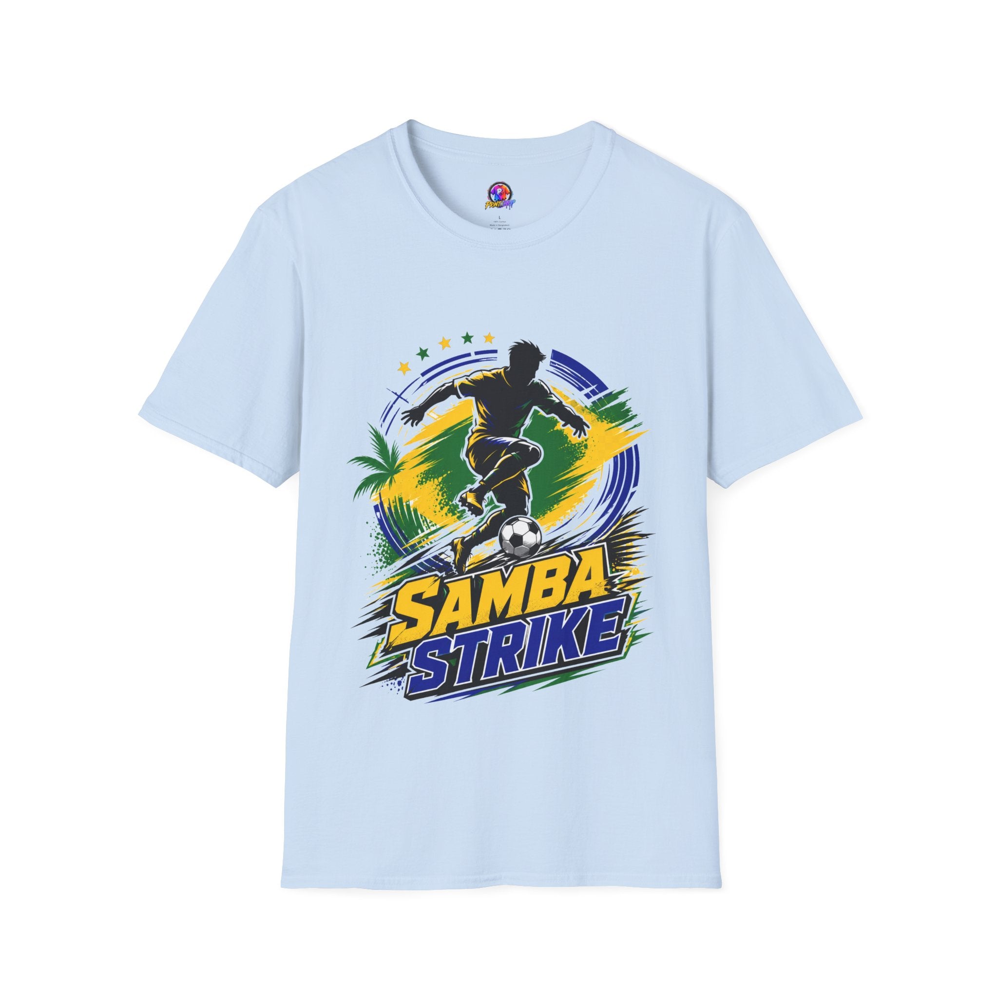 Brazil  Samba Strike Soccer T-Shirt — Brazilian Football Player Graphic Tee