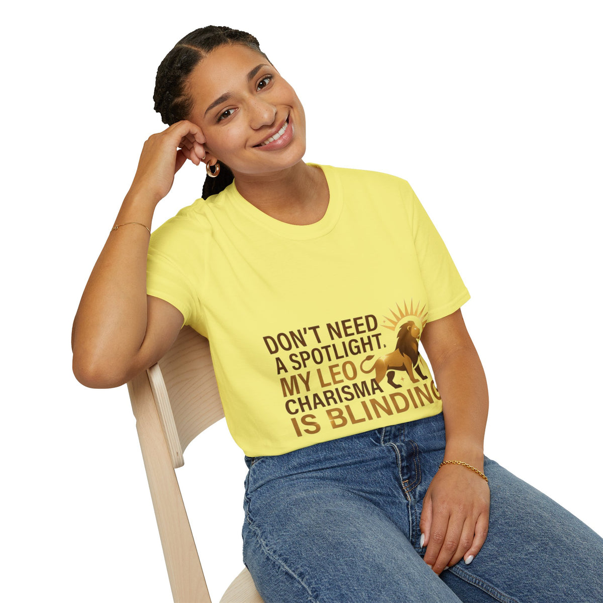 Leo T-Shirt — "Don't Need a Spotlight, My Leo Charisma Is Blinding" Zodiac Tee