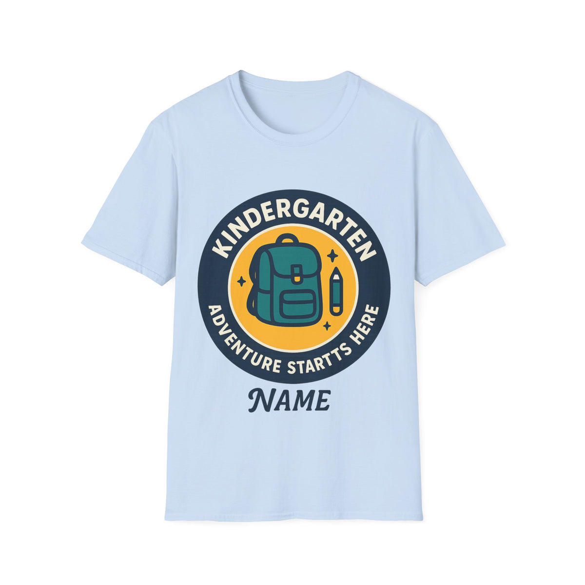 Kindergarten Teacher T‑Shirt – 'Kindergarten' Backpack Badge Design - Trending Now - August 2026