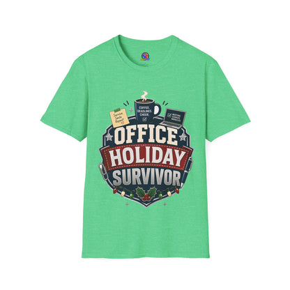 Office Holiday Survivor T-Shirt — Coffee, Deadlines & Cheer Work Shirt