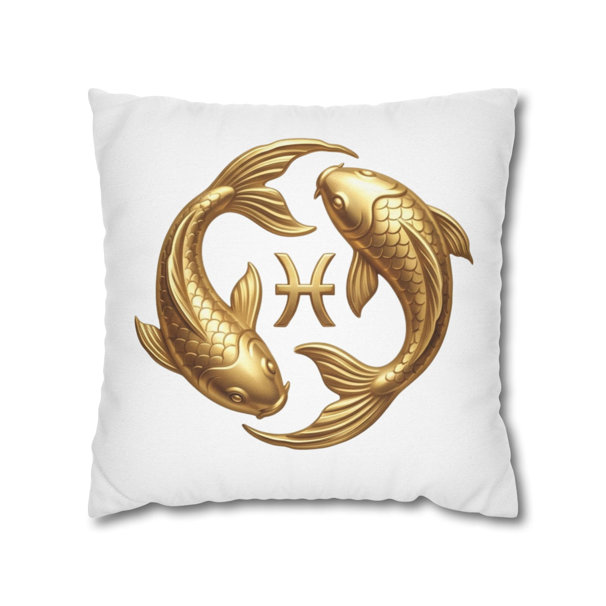 Pisces Zodiac Pillowcase — Gold Koi Fish Astrological Decorative Pillow Cover