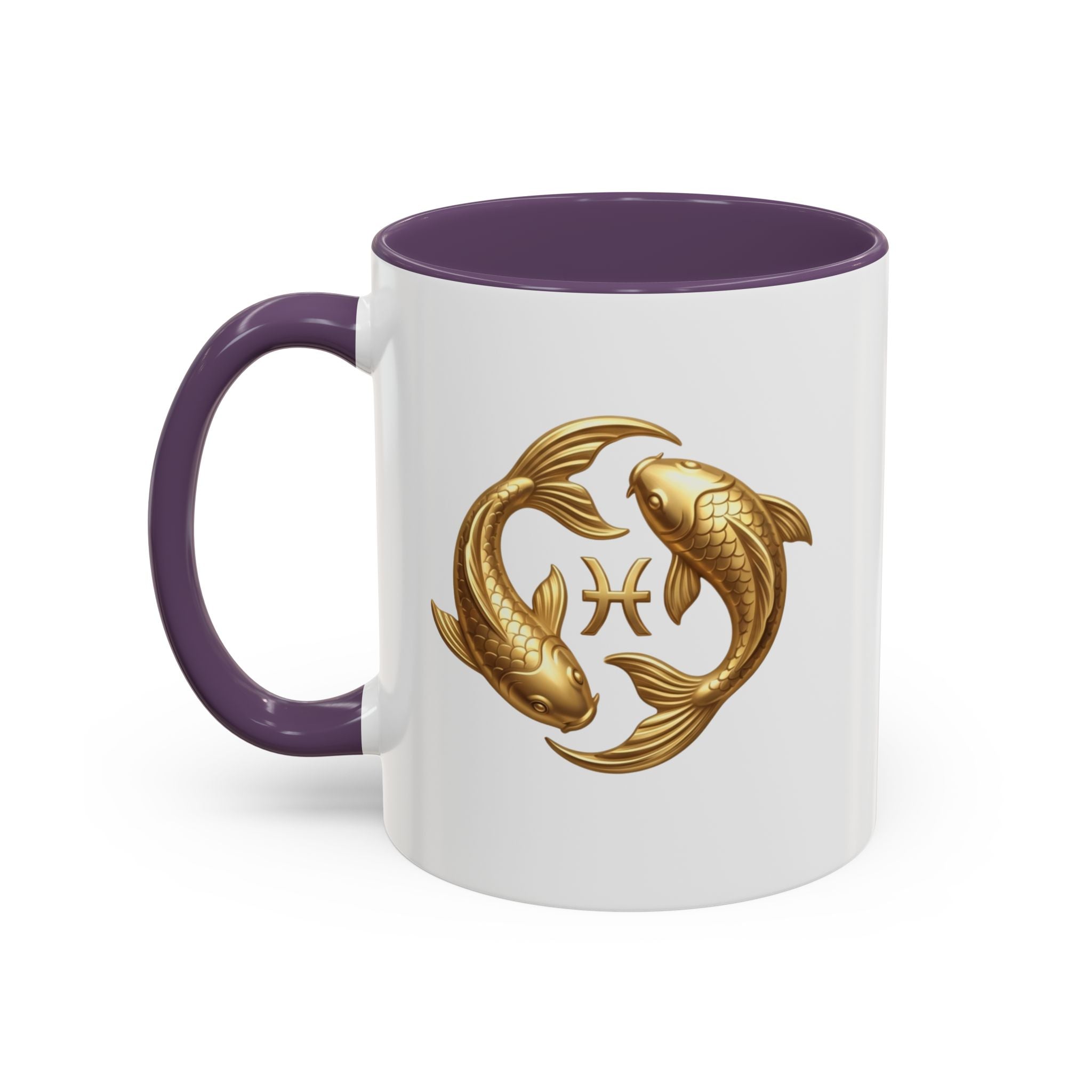 Pisces Zodiac Coffee Mug – Gold Koi Fish Horoscope Accent Mug