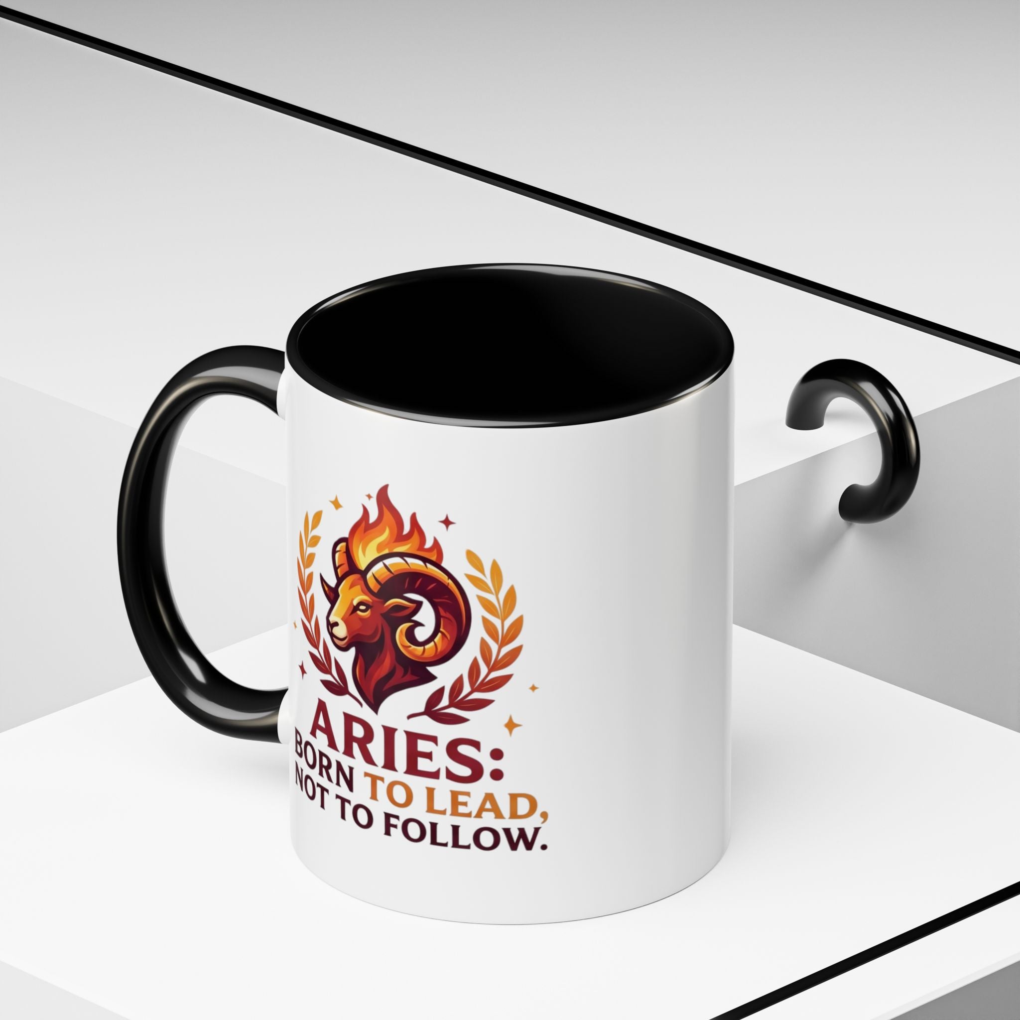 Aries Coffee Mug — "Aries: Born to Lead, Not to Follow" Zodiac Astrology Gift