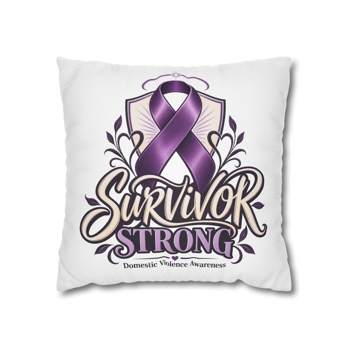 Survivor Strong Domestic Violence Awareness Square Pillowcase