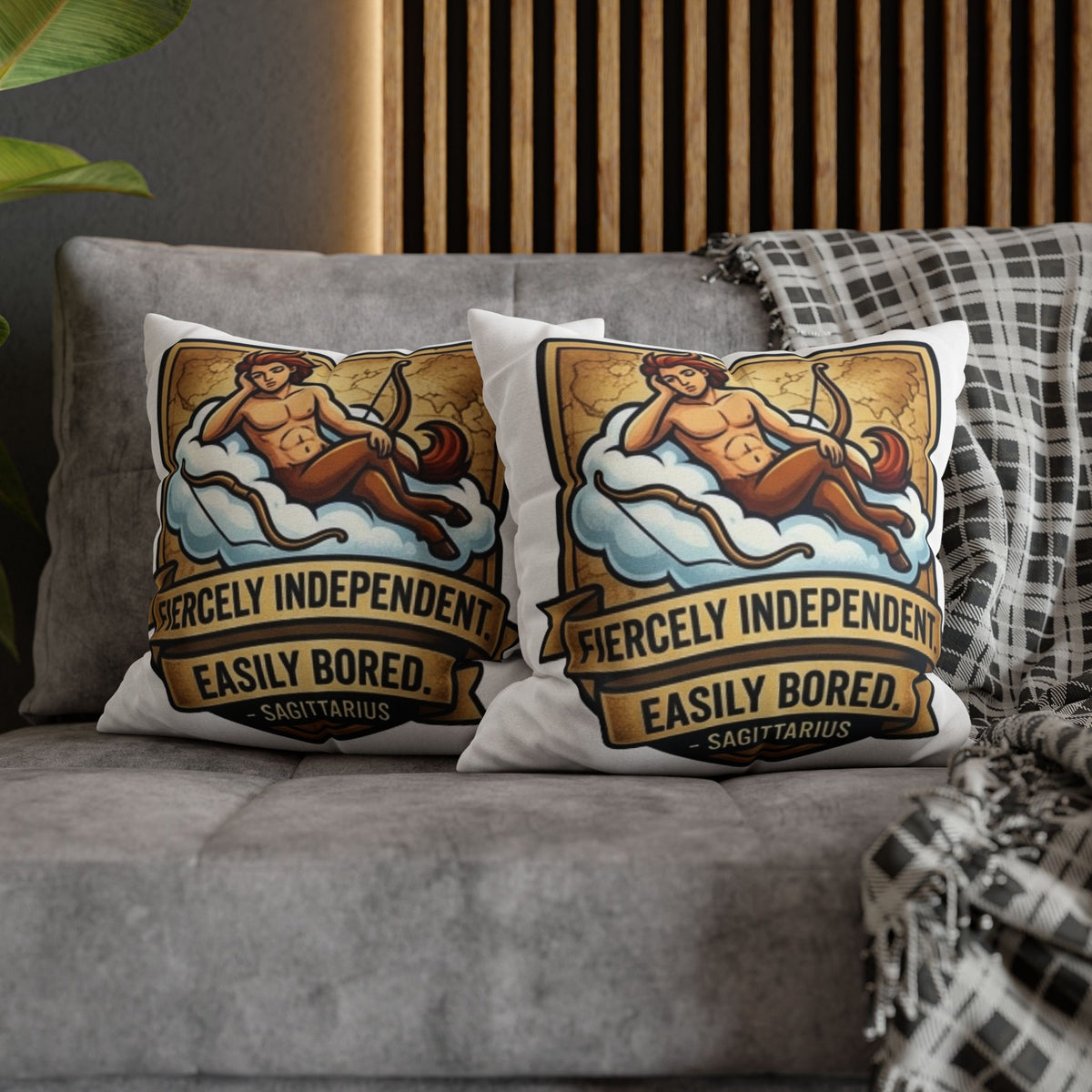 Sagittarius Zodiac Pillowcase – "Fiercely Independent, Easily Bored" Decorative Throw Pillow Cover