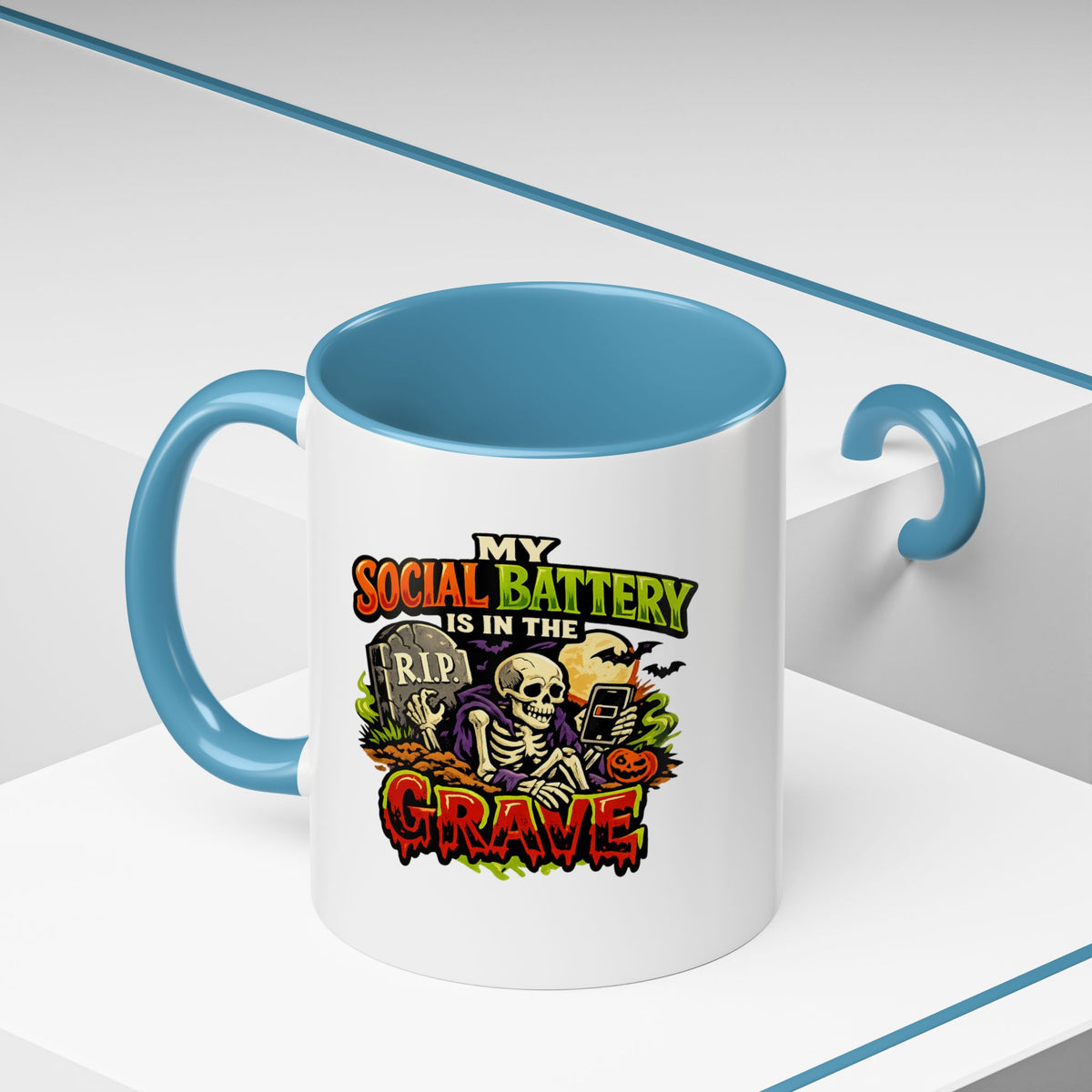 Halloween  Social Battery Is Low Accent Coffee Mug