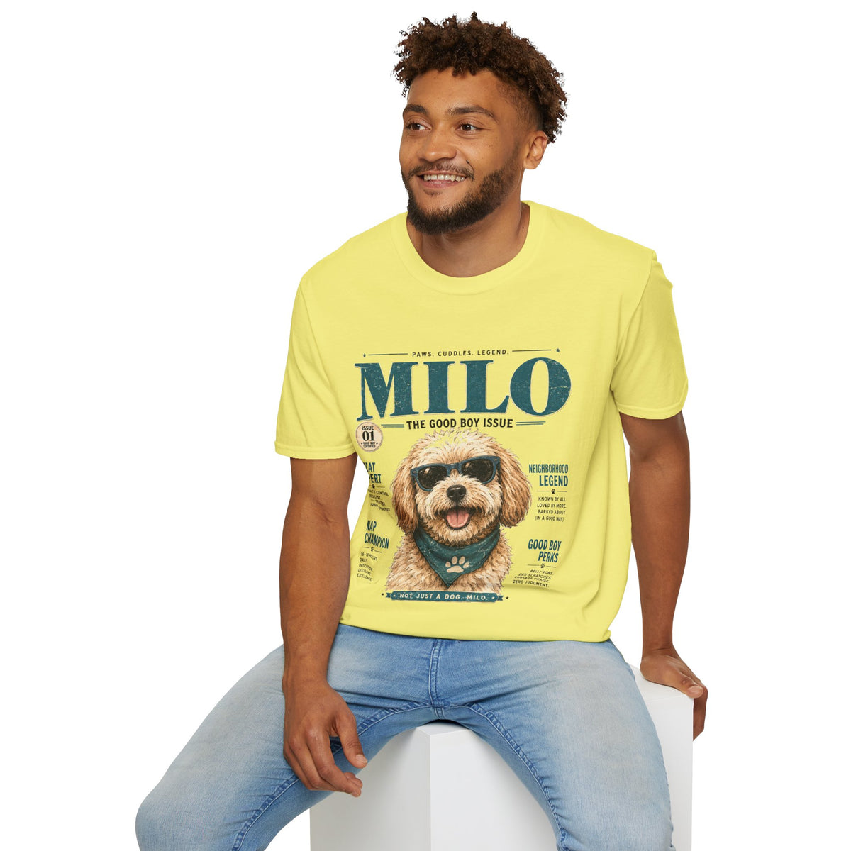 Milo 'The Good Boy Issue' T-Shirt — Cute Dog Magazine Cover Tee