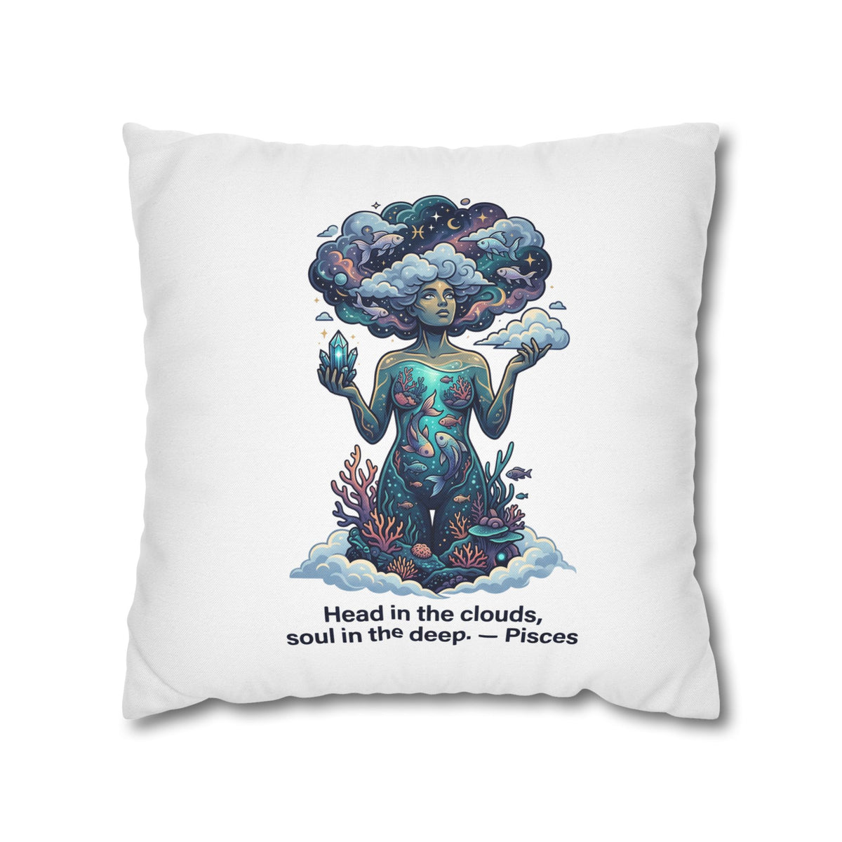 Pisces Zodiac Pillowcase – "Head in the clouds, soul in the deep" Decorative Throw Pillow