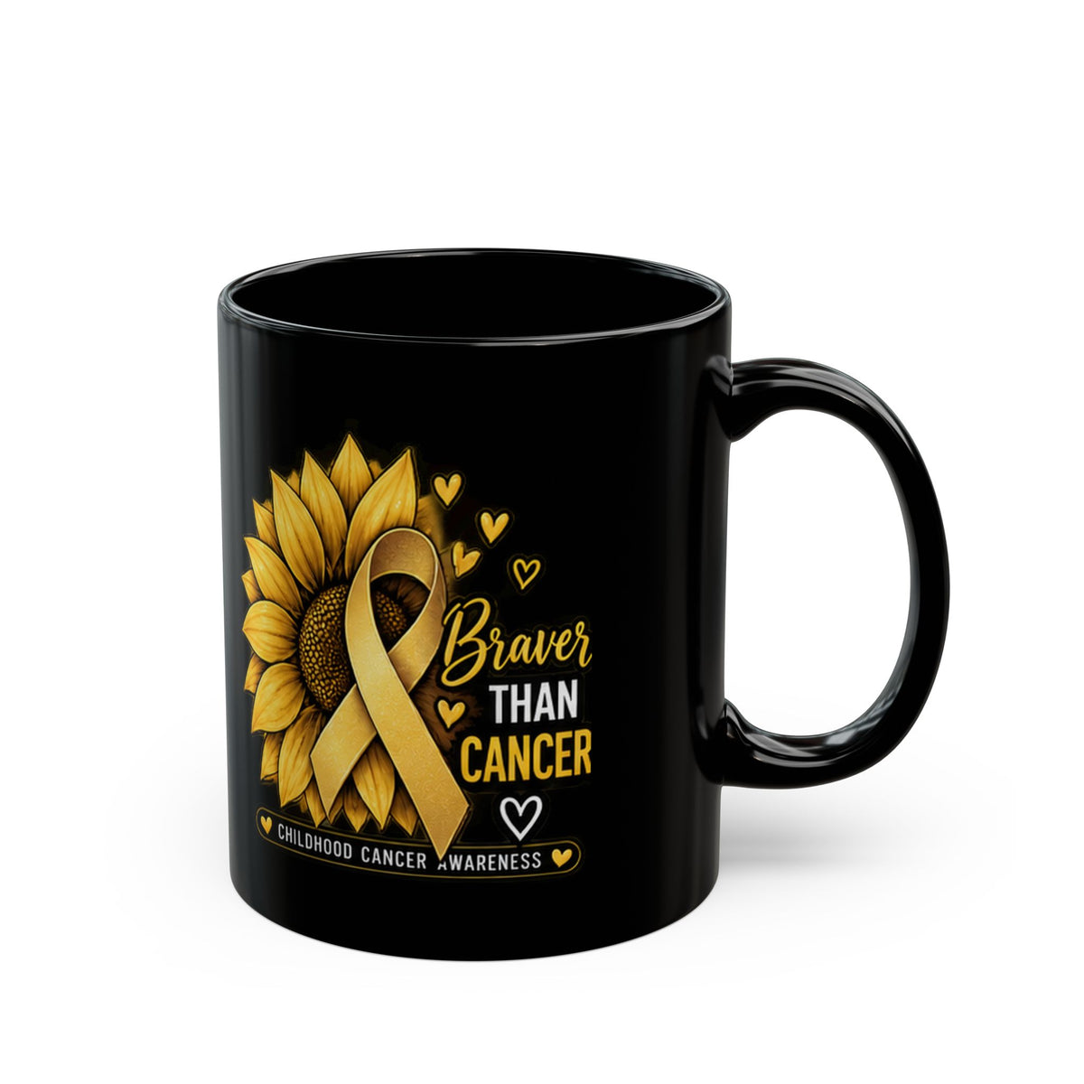 Braver Than Childhood Cancer Sunflower Awareness Mug