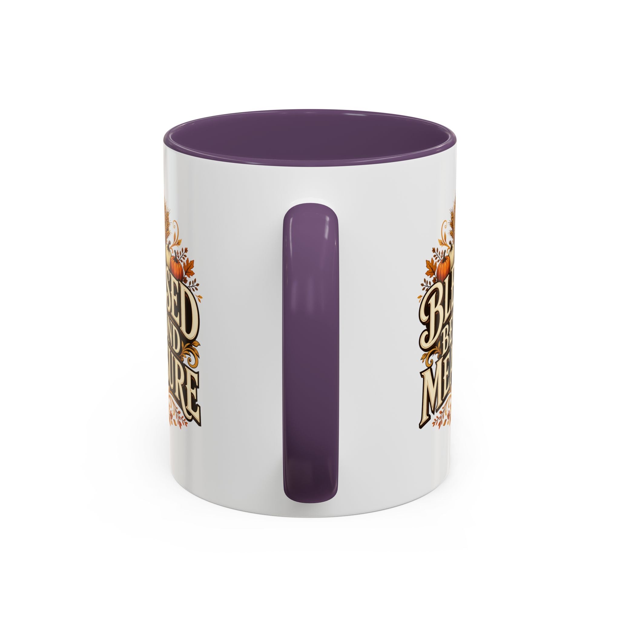 Thanksgiving Mug Blessed Beyond Measure Accent Coffee Mug — Fall Pumpkin & Wheat Autumn Faith Mug