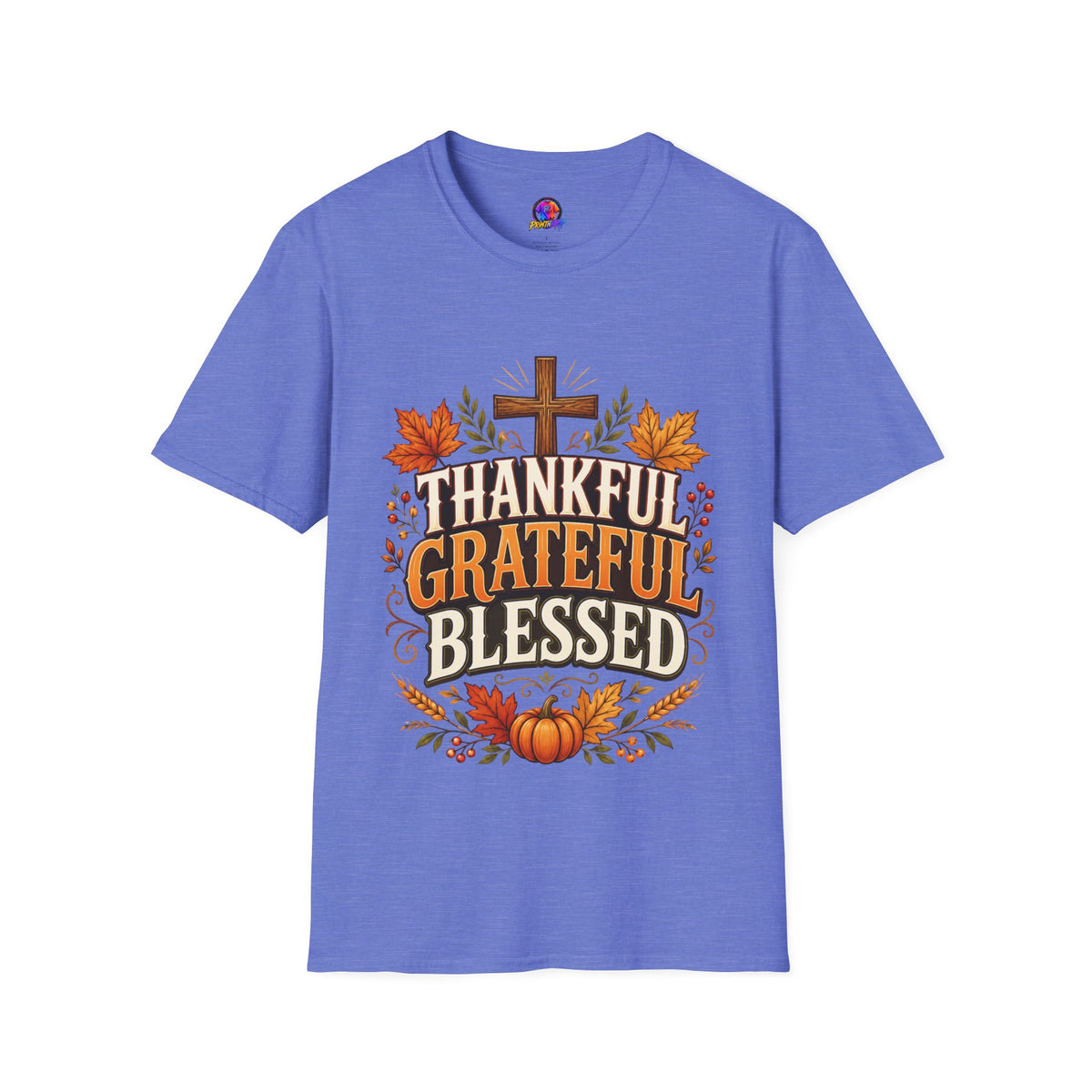 Thanksgiving T-Shirt Thankful Grateful Blessed T-Shirt — Fall Thanksgiving Christian Tee