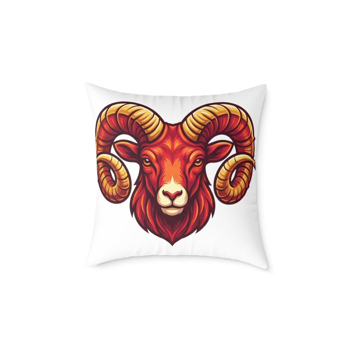 Aries Zodiac Ram Head Throw Pillow — Bold Zodiac Aries Accent Cushion