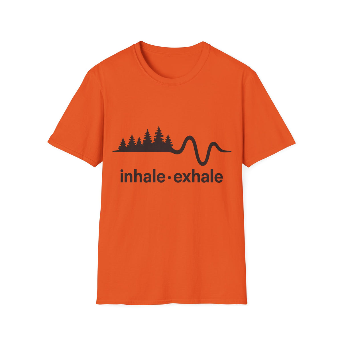 "Inhale Exhale" Mountain Pulse Graphic Tee - Minimalist Breathe Yoga Mindfulness White T-Shirt - Trending Now - September 2026