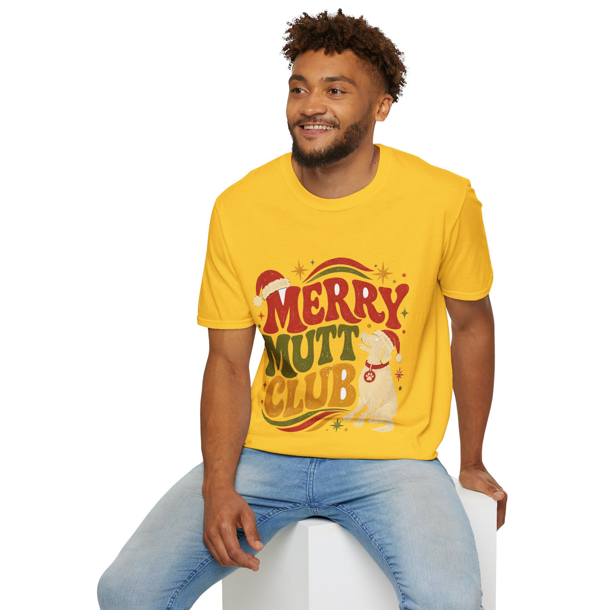 Merry Mutt Club T-Shirt — Retro Christmas Dog Lover Tee