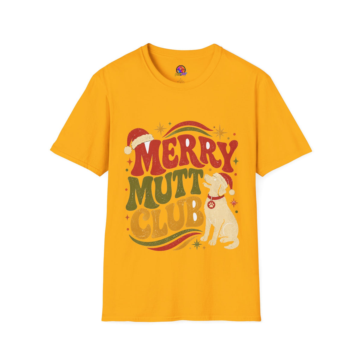 Merry Mutt Club T-Shirt — Retro Christmas Dog Lover Tee