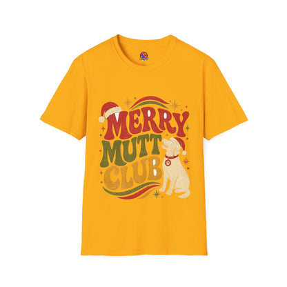 Merry Mutt Club T-Shirt — Retro Christmas Dog Lover Tee