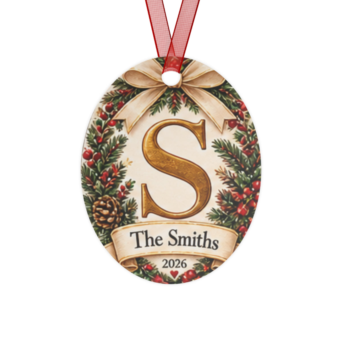 Personalized Monogram Metal Ornament – Family Name ‘S’ Christmas Keepsake (2026)