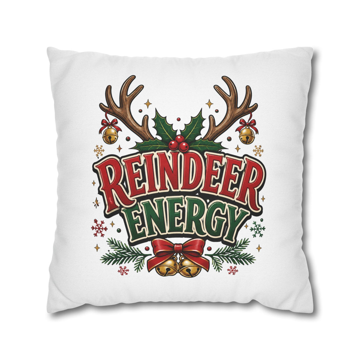 Christmas Reindeer Energy Holiday Pillowcase — Festive Christmas Decorative Throw Cover