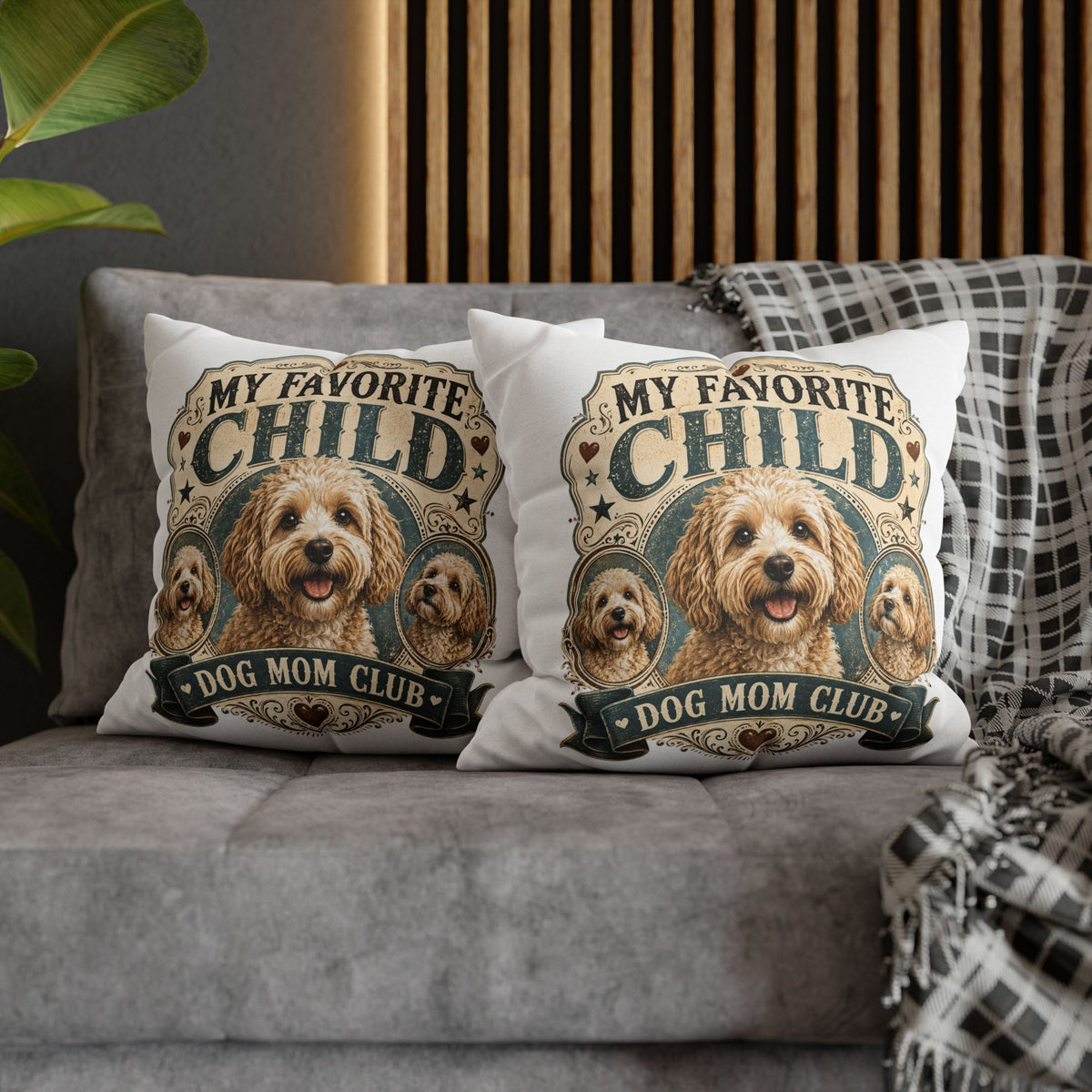 My Favorite Child Dog Mom Club Pillowcase Milo Bailey Dog Dad Mom — Cute Dog Mom Decorative Pillow