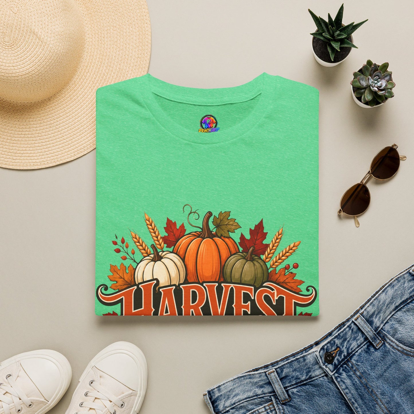 Harvest Blessings T-Shirt — Fall Pumpkin Harvest Graphic Tee for Thanksgiving