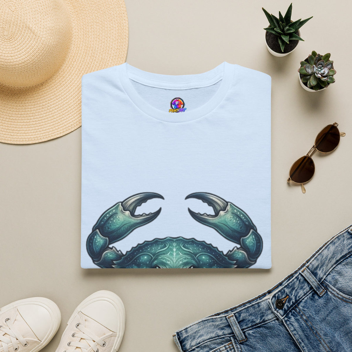 Crab Graphic T-Shirt — Coastal Sea Creature Tee