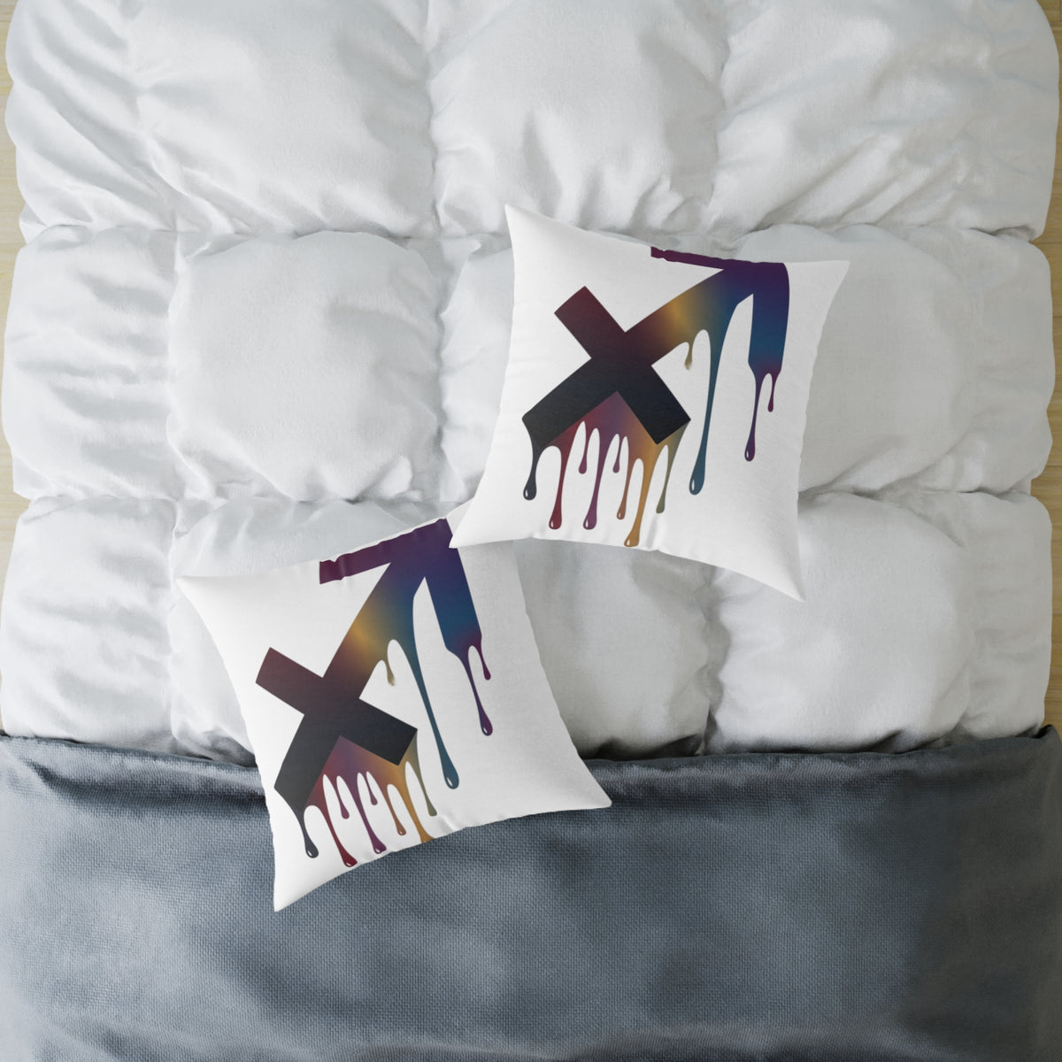 Dripping Sagittarius Zodiac Astrological Square Poly Canvas Pillow