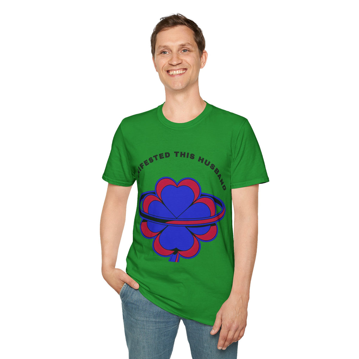 Manifested This Husband T-Shirt — Psychedelic Four-Leaf Clover Graphic Tee - Trending Now - September 2026