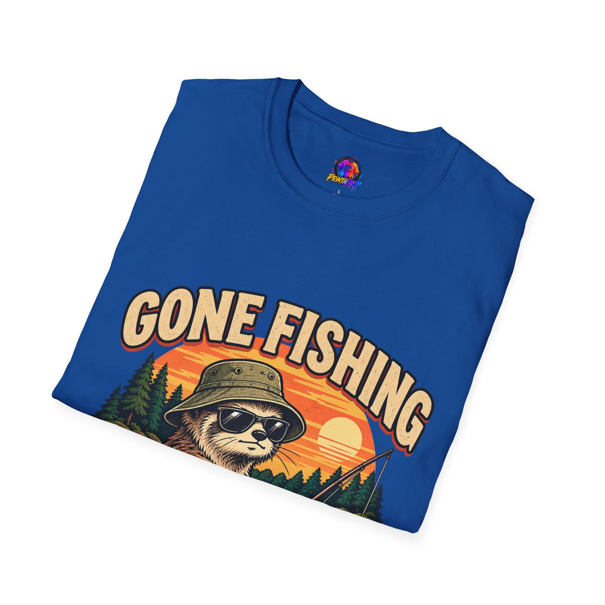 Funny And Witty T-Shirt — “Gone Fishing, Avoiding Feelings” Sloth Fishing Graphic Tee